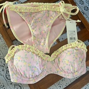 LoveShackFancy Strawberry Lemonade Bikini size Small